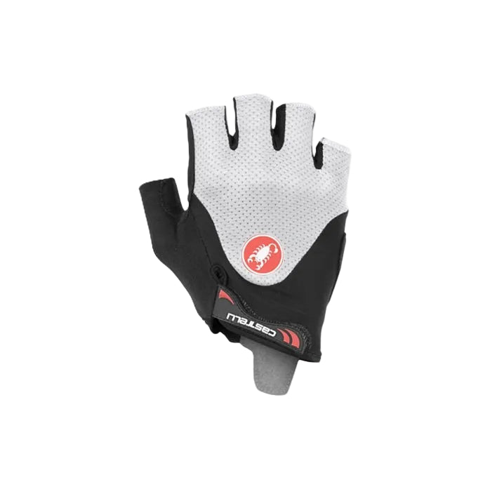 castelli arenberg gel 2 short finger cycling glove - ivory - black
