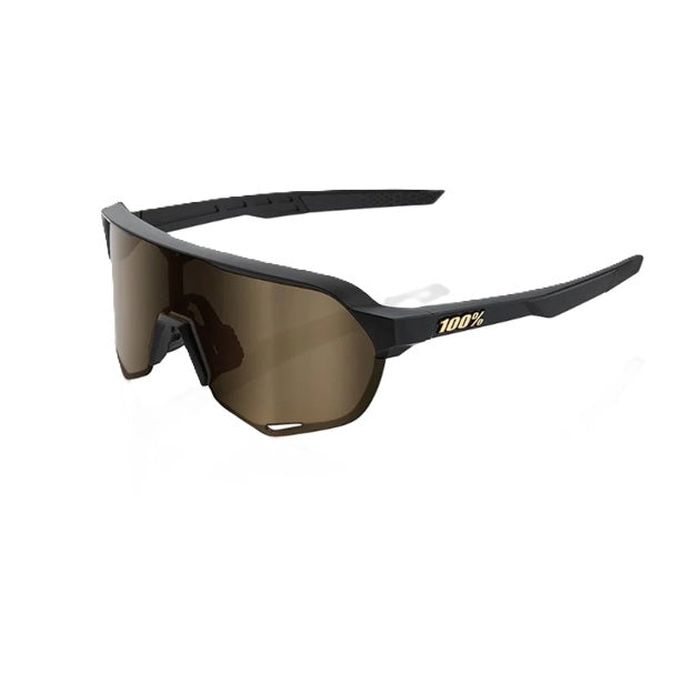 100% S2 Matte Black Soft Gold Mirror Lens Sport Sunglasses