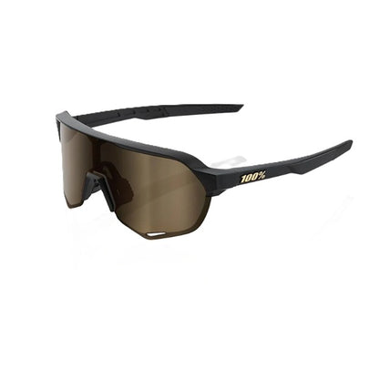100% S2 Matte Black Soft Gold Mirror Lens Sport Sunglasses