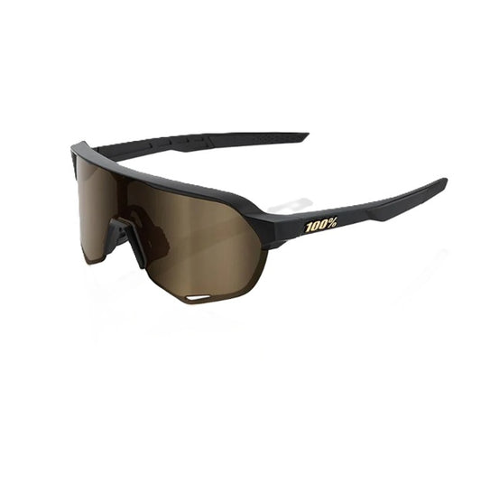 100% S2 Matte Black Soft Gold Mirror Lens Sport Sunglasses