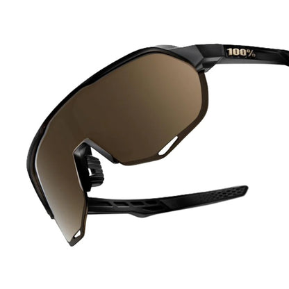 100% S2 Matte Black Soft Gold Mirror Lens Sport Sunglasses