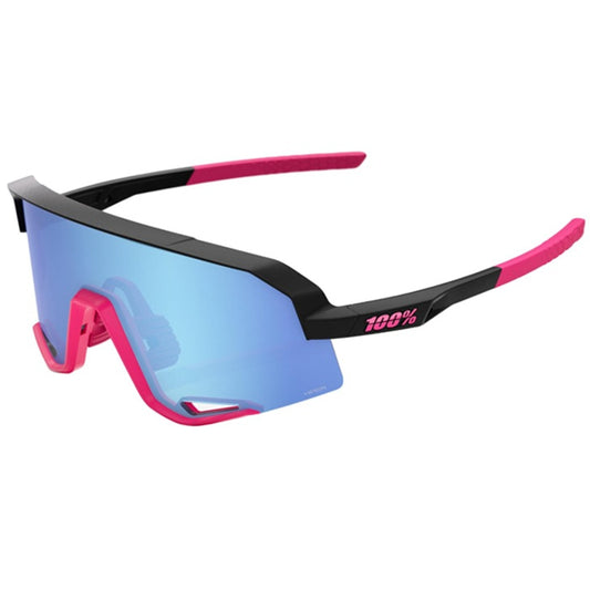 100% Slendale HiPER Sunglasses – Matte Black/Pink / HiPER Blue Multilayer Mirror