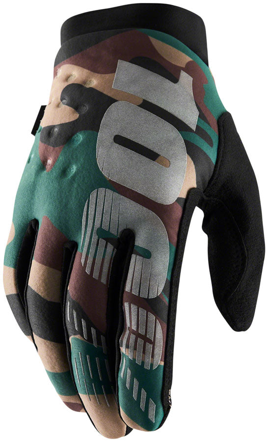 100% Brisker Gloves - Camo/Black Full Finger Men's Small
