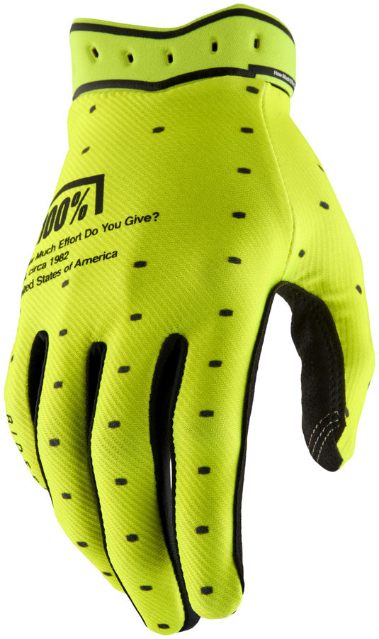 100% Ridefit Gloves - Fluo Yellow