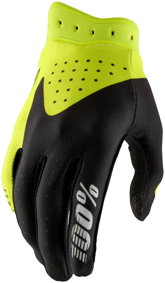 100% Itrack Gloves - Black/Fluo Yellow Large