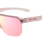 Tifosi Sanctum SL Frosted Rose Pink Mirror sunglasses, three-quarter view, on white background