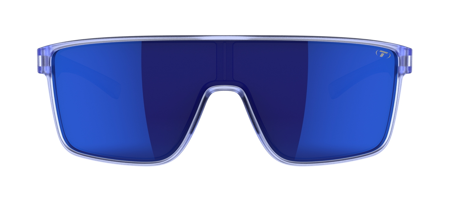 Tifosi Sanctum, Ice Blue Single Lens Sunglasses Cobalt Blue Mirror on white background
