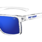 Tifosi Sylo Crystal Clear sunglasses with Cobalt Blue Mirror lens, three-quarter view, on white background