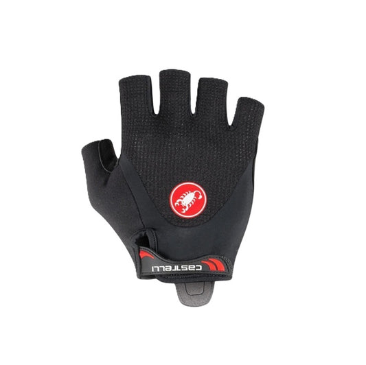 castelli arenberg gel 2 short finger cycling glove - black - front