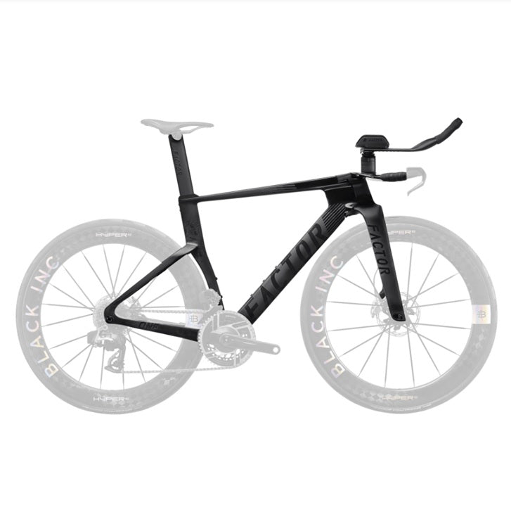 Factor ONE SP Premium Package carbon triathlon bike frameset in Onyx Black with ONE SP aerobars