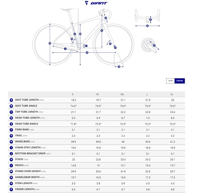 giant contend ar 3 aluminum 10 speed road bike geometry