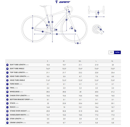 giant contend ar 3 aluminum 10 speed road bike geometry