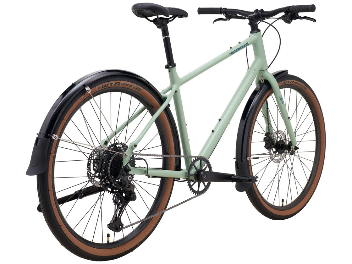 kona dew dl aluminum hybrid bike light green back side view