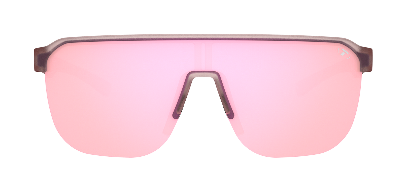 Tifosi Sanctum SL Frosted Rose Pink Mirror sunglasses, front view, on white background