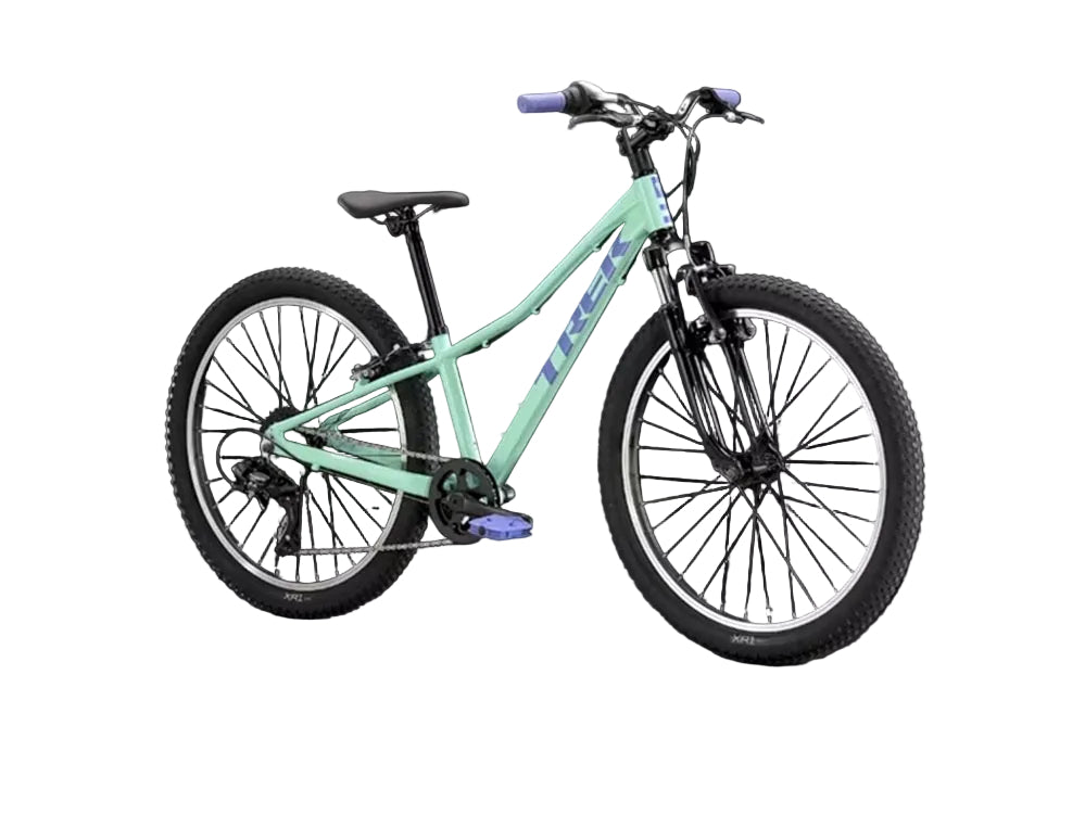 trek precaliber 24 8 speed suspension kids bike right side diagonal view