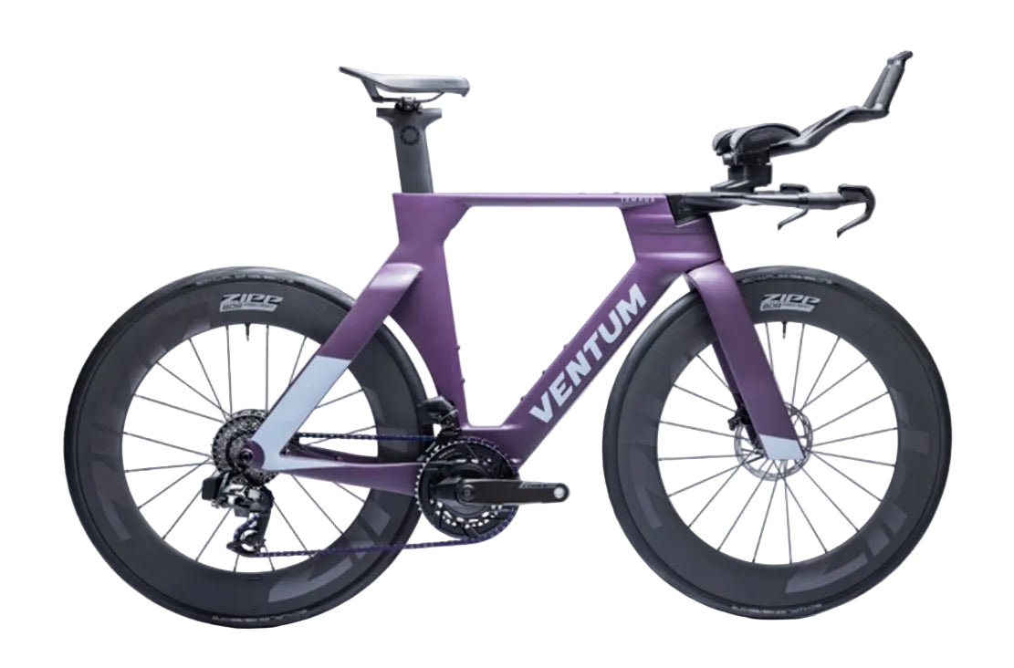ventum tempus carbon force axs 12 speed triathlon bike purple reign right side view