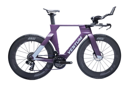 ventum tempus carbon force axs 12 speed triathlon bike purple reign right side view